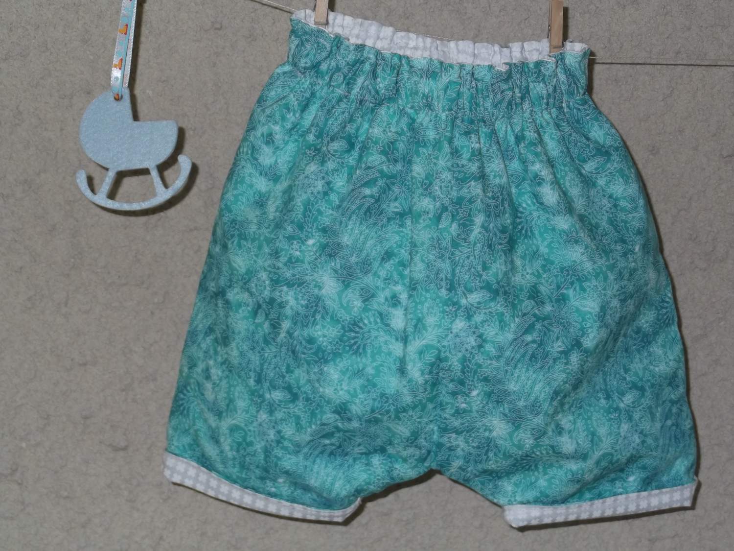 sarouel turquoise/blanc