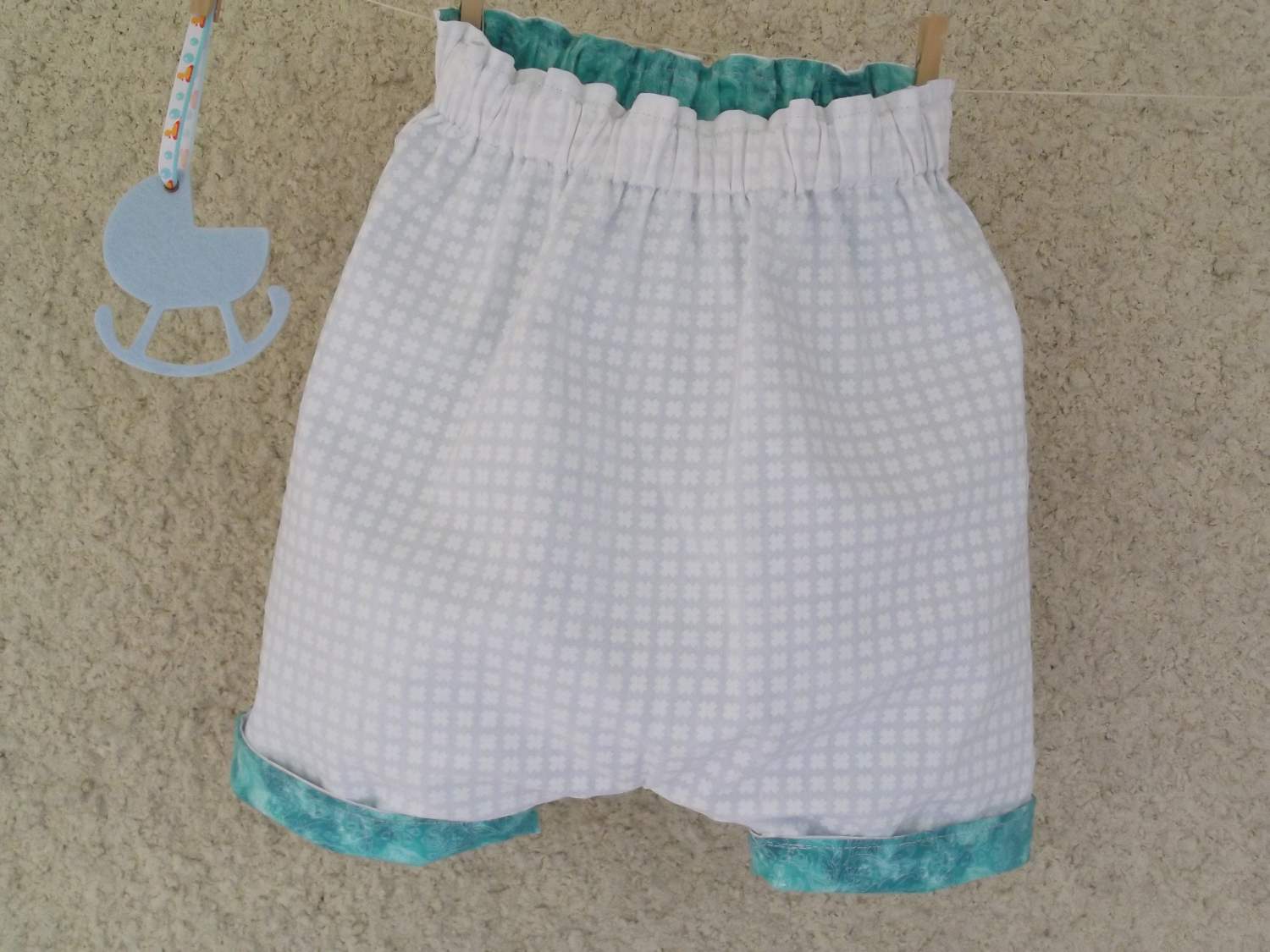 sarouel turquoise/blanc